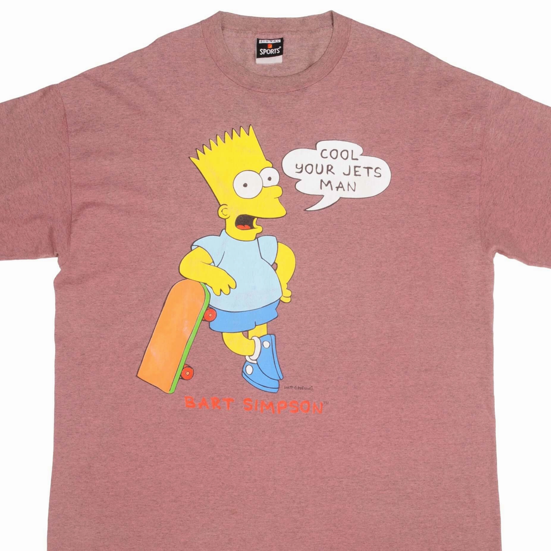 VINTAGE THE SIMPSONS BART COOL YOUR JETS MAN TEE SHIRT 1990S SIZE 2XL