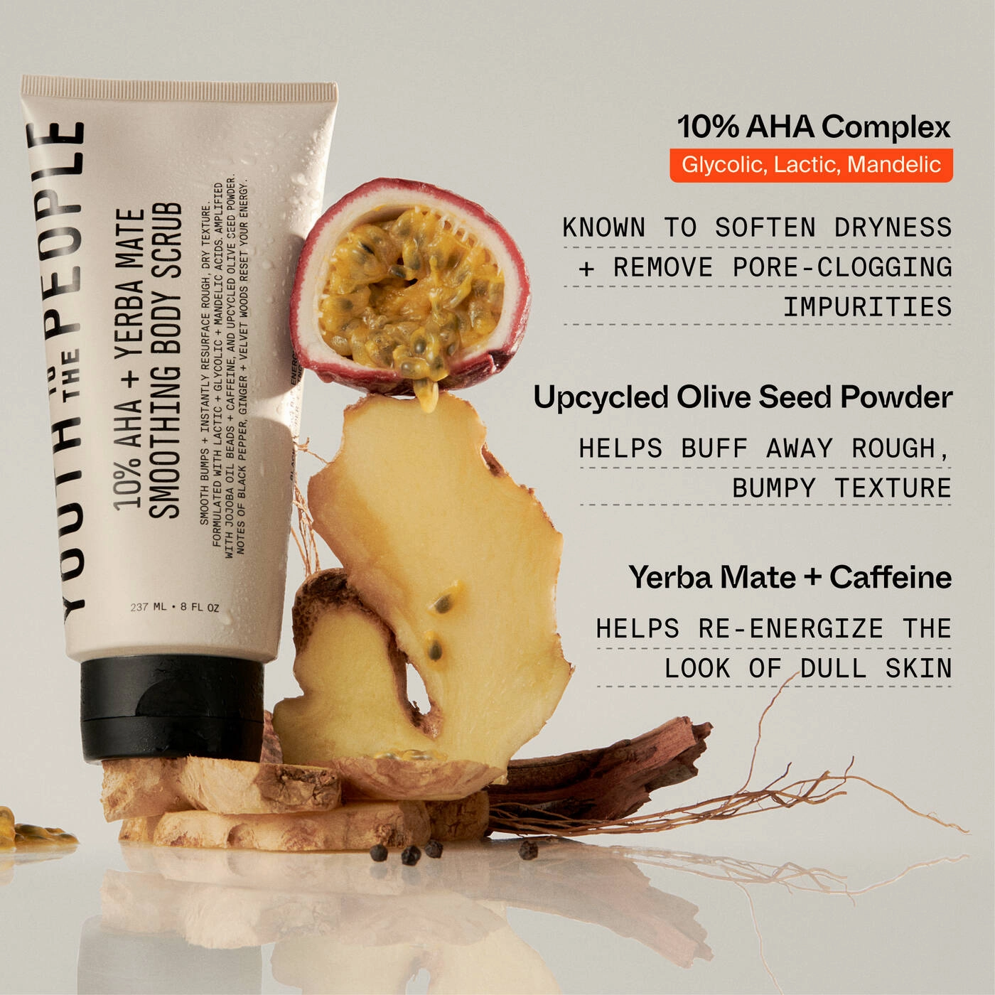 Youth To The People 10% AHA   Yerba Mate Smoothing Body Scrub